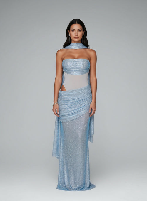 Full body view of the model wearing Fashion European And American Style Women's Clothing Dress